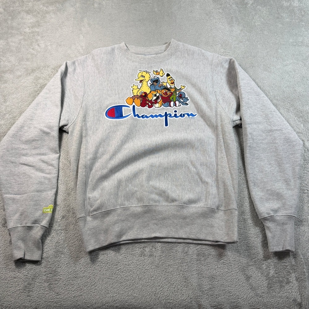 Champion x Sesame Street Reverse Weave Sweatshirt Mens Small Gray Crewneck